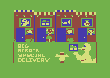 Big Bird's Special Delivery title screen for Commodore 64